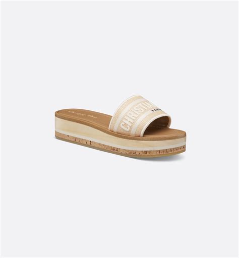 Dioriviera Dway Platform Slide Natural Raffia and White 